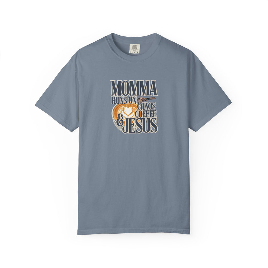 Momma Runs on Coffee Chaos & Jesus 2.0 T-Shirt