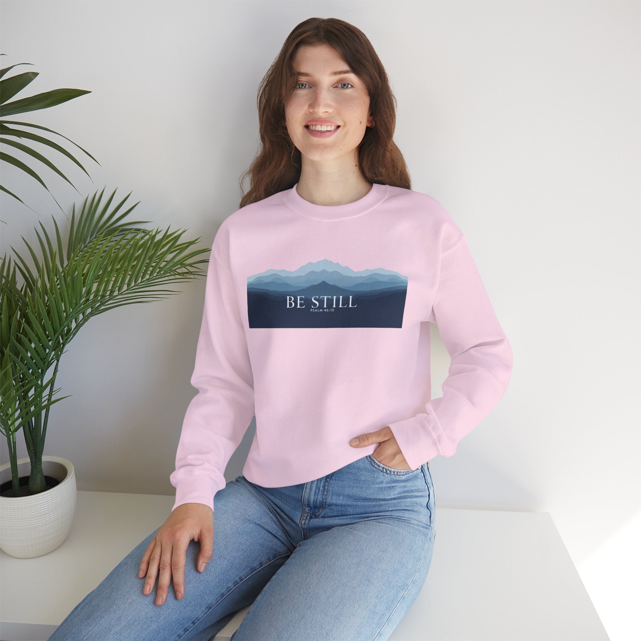 Be Still Mountain Sweatshirt — Calm Nature Crewneck