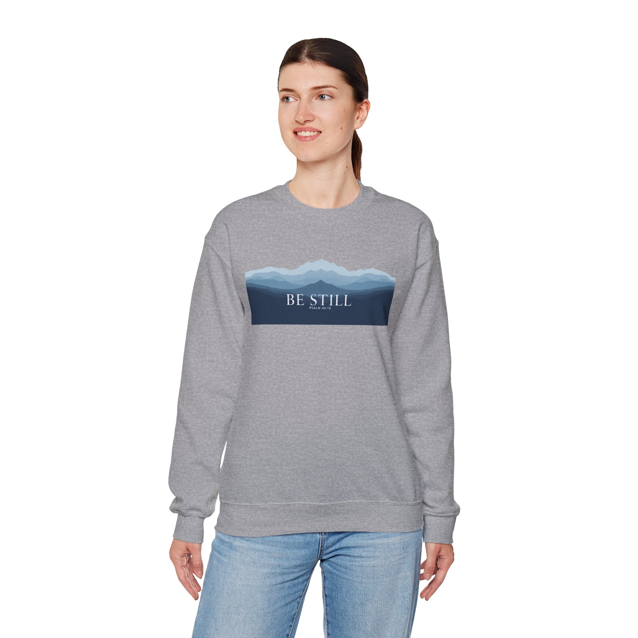 Be Still Mountain Sweatshirt — Calm Nature Crewneck