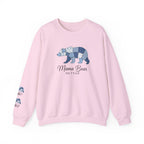 Mama Bear Sweatshirt — Patchwork Blue Bear Crewneck (Est. 2019)