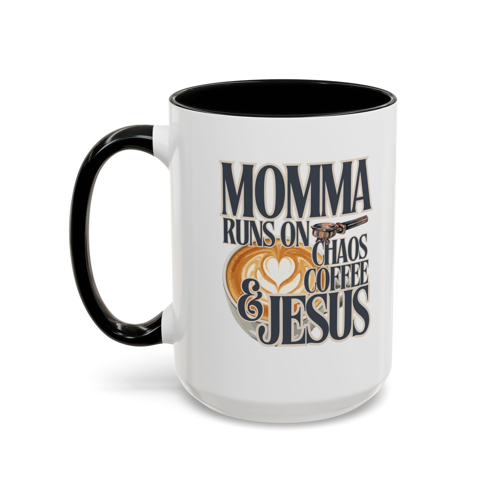 Momma Runs on Coffee Chaos & Jesus Mug