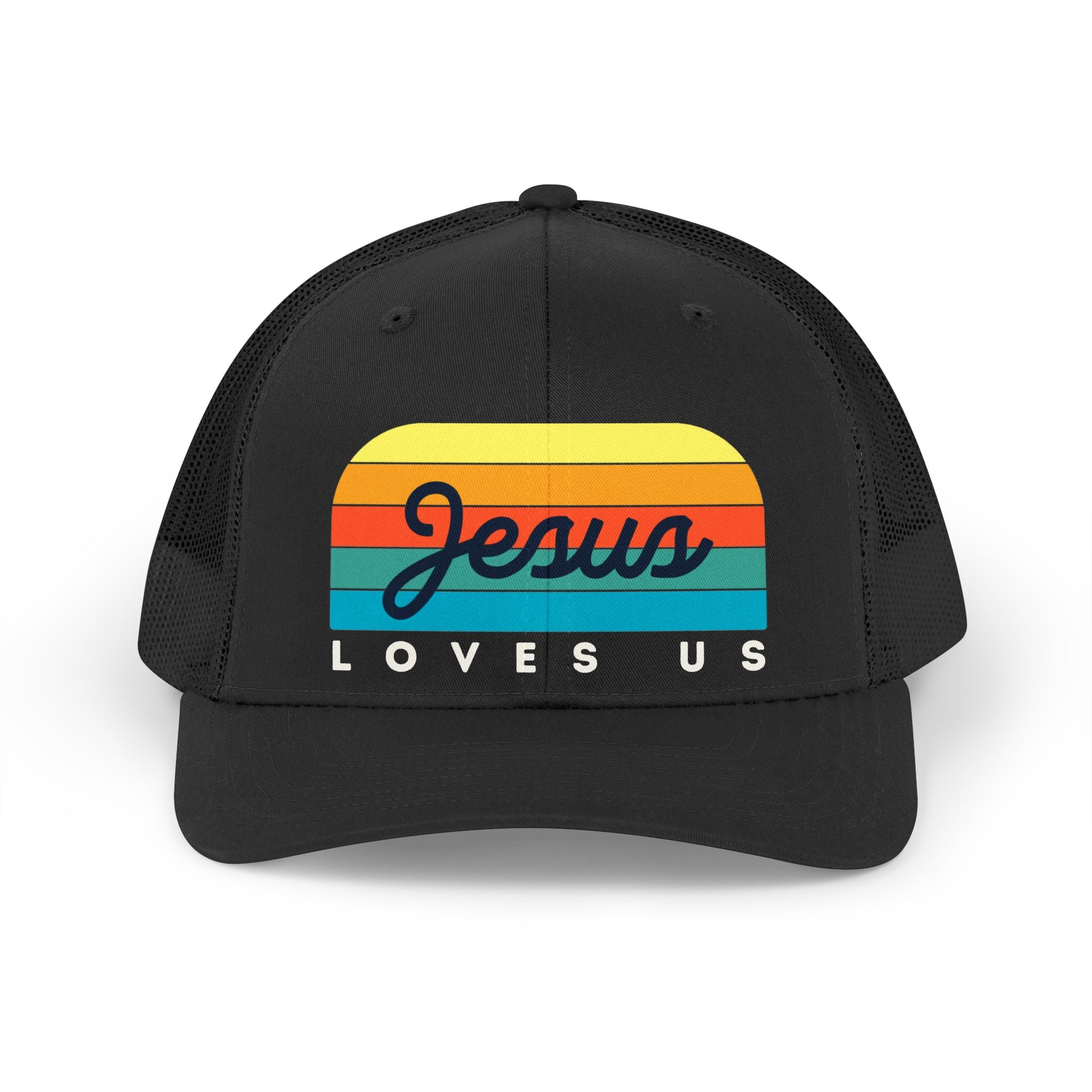 Jesus Loves Us Retro Trucker Hat