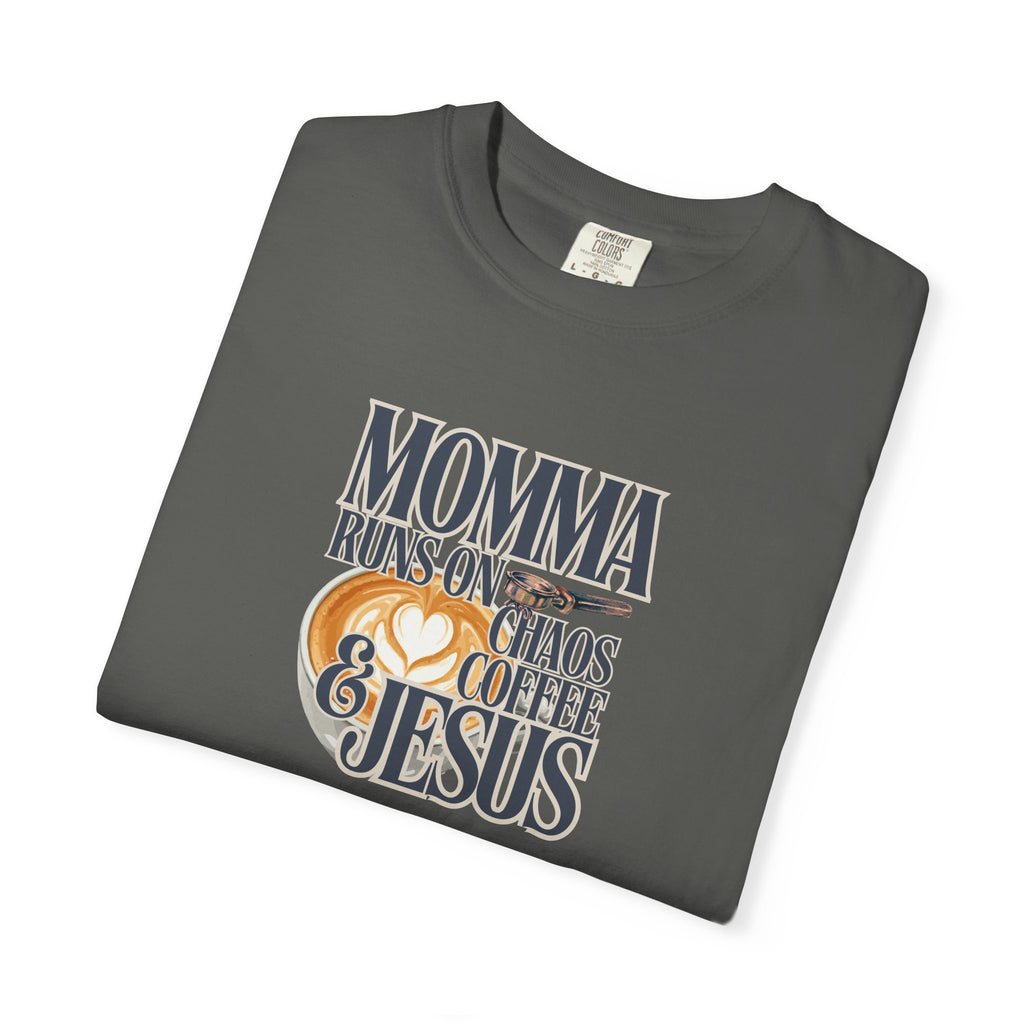 Momma Runs on Coffee Chaos & Jesus 2.0 T-Shirt