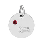 Engravable Birthstone Circle Charm — Personalized Sterling Pendant