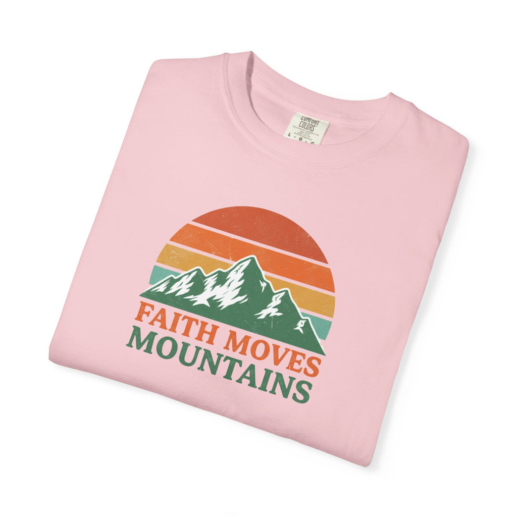 Faith Moves Mountains T-Shirt — Retro Mountain Graphic Christian Tee