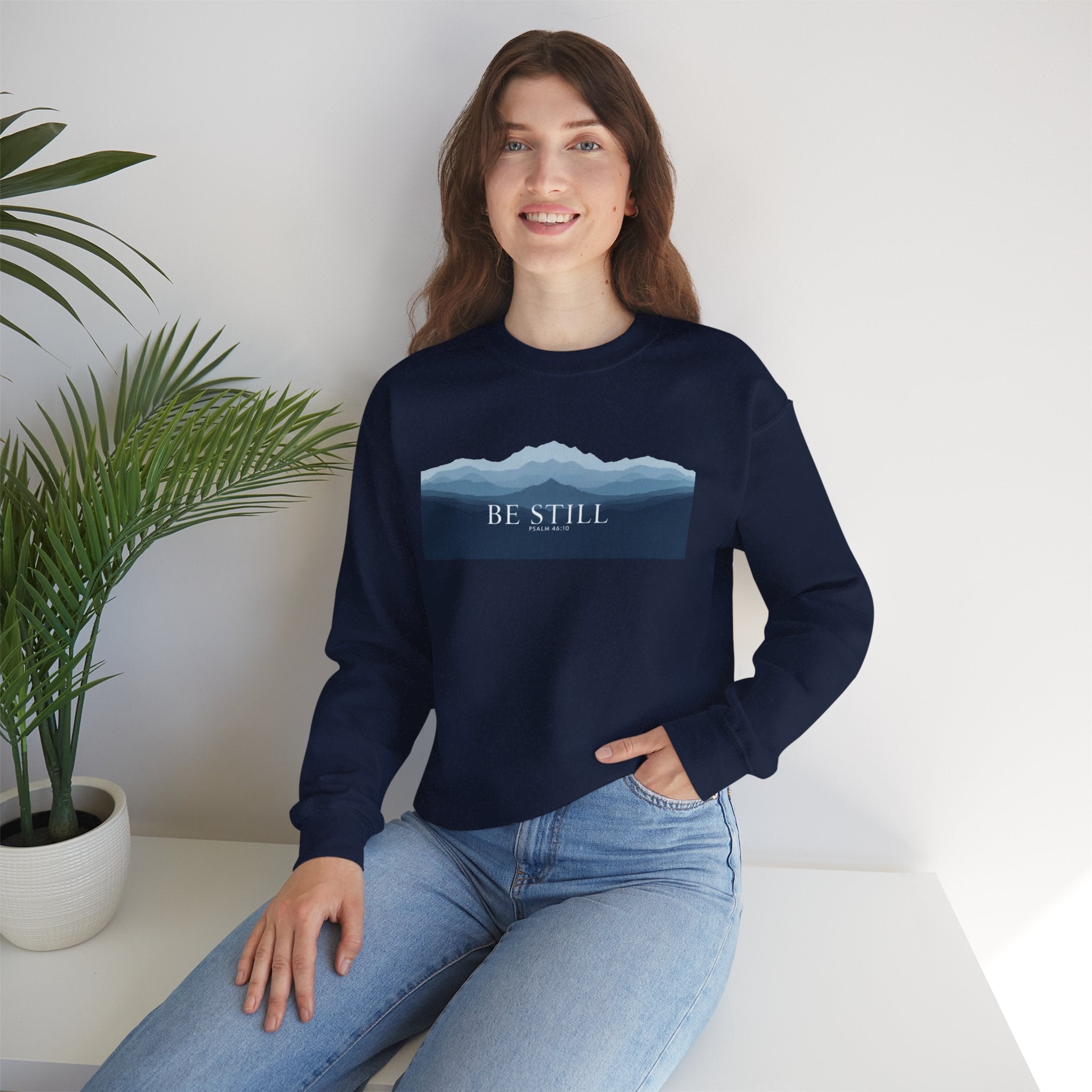 Be Still Mountain Sweatshirt — Calm Nature Crewneck