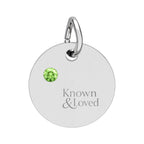 Engravable Birthstone Circle Charm — Personalized Sterling Pendant