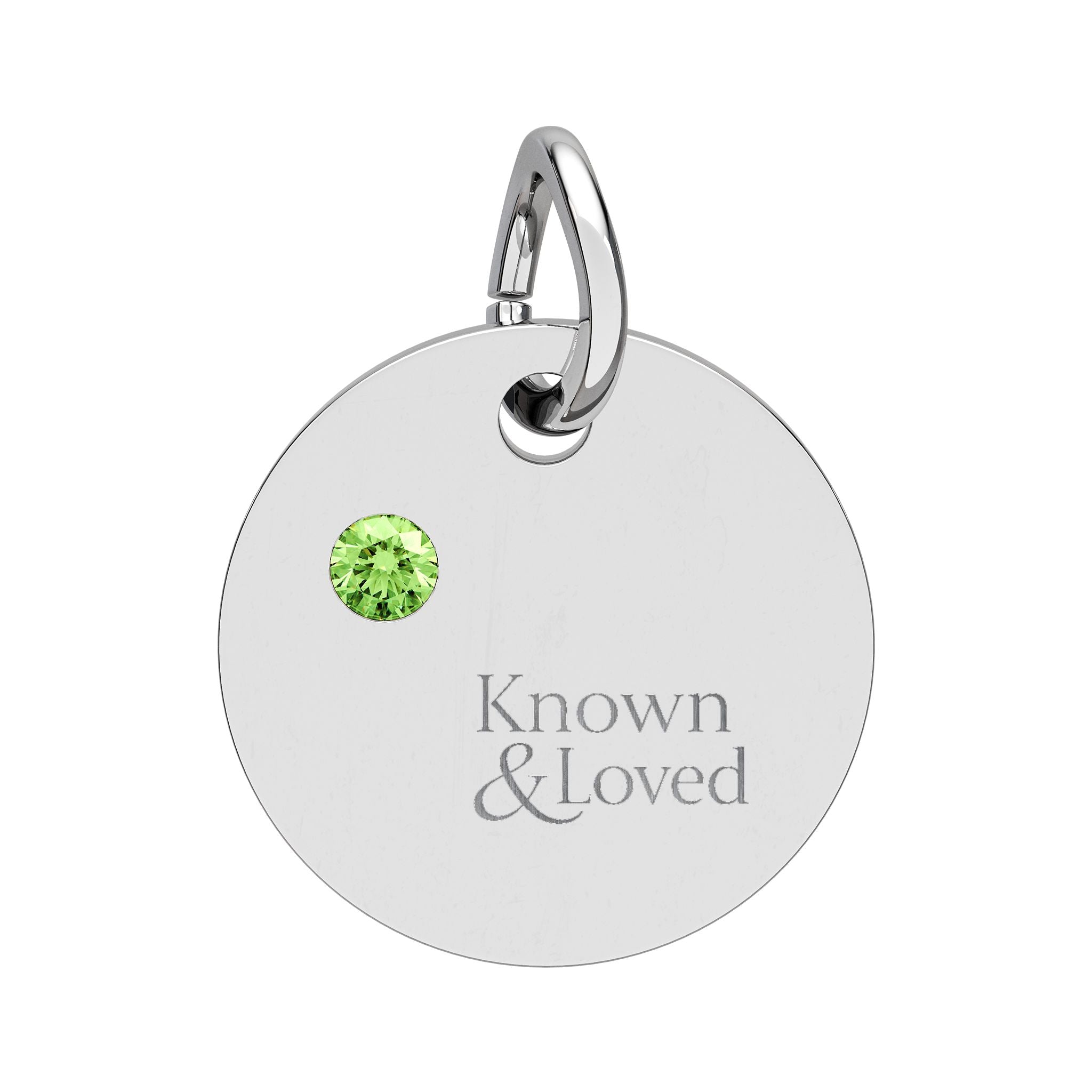 Engravable Birthstone Circle Charm — Personalized Sterling Pendant