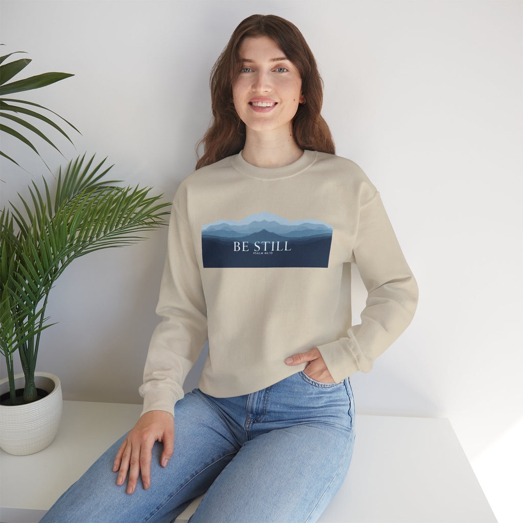 Be Still Mountain Sweatshirt — Calm Nature Crewneck
