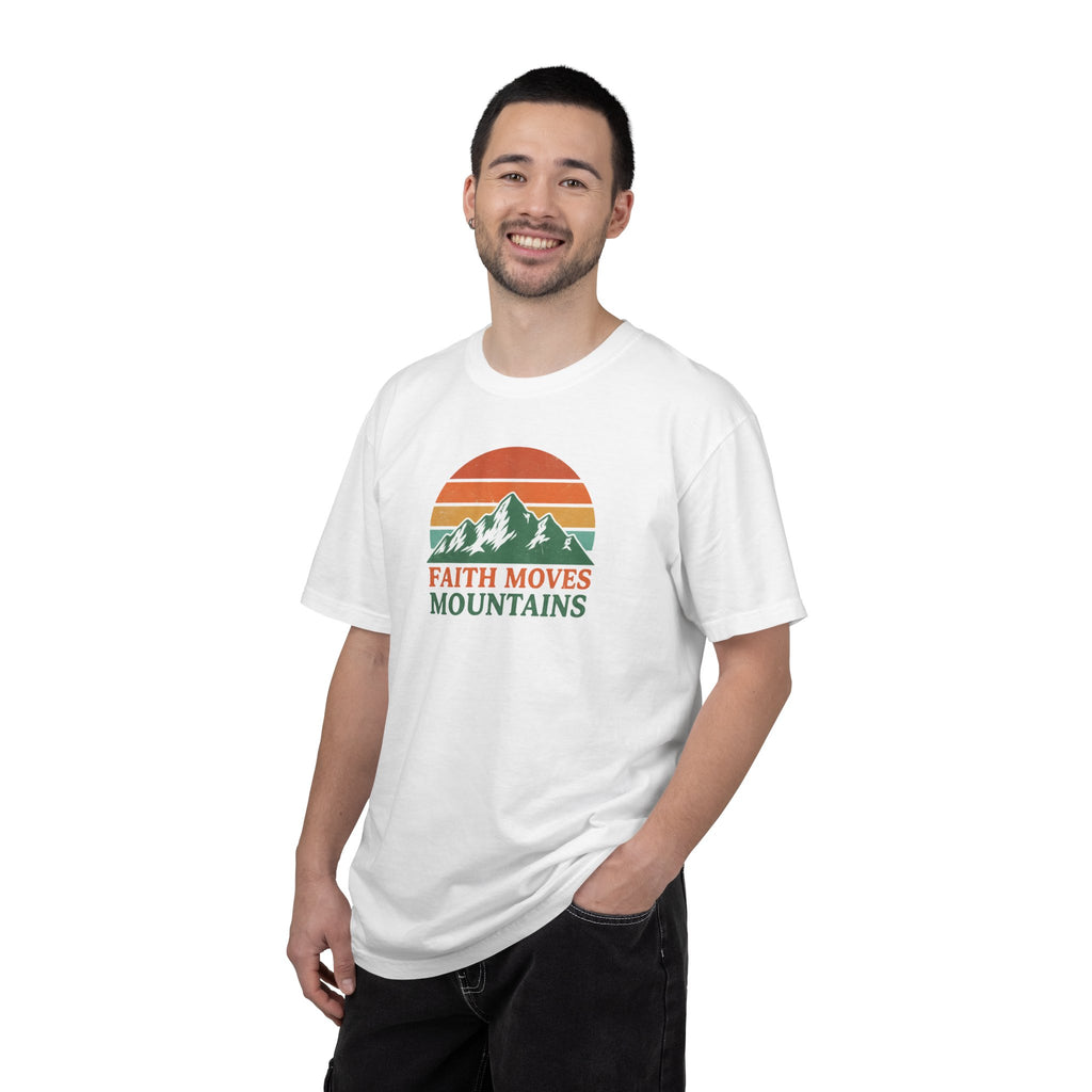 Faith Moves Mountains T-Shirt — Retro Mountain Graphic Christian Tee
