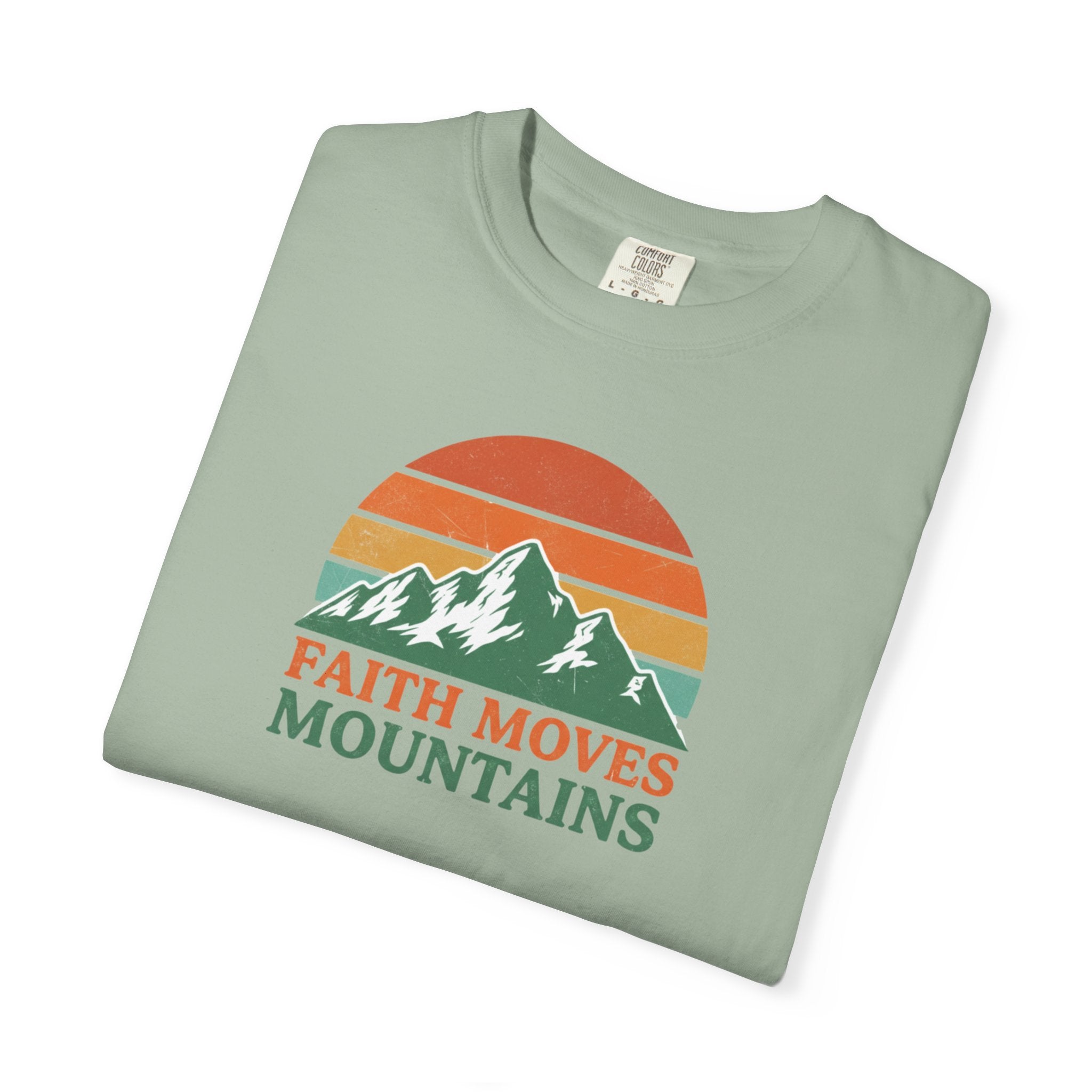 Faith Moves Mountains T-Shirt — Retro Mountain Graphic Christian Tee