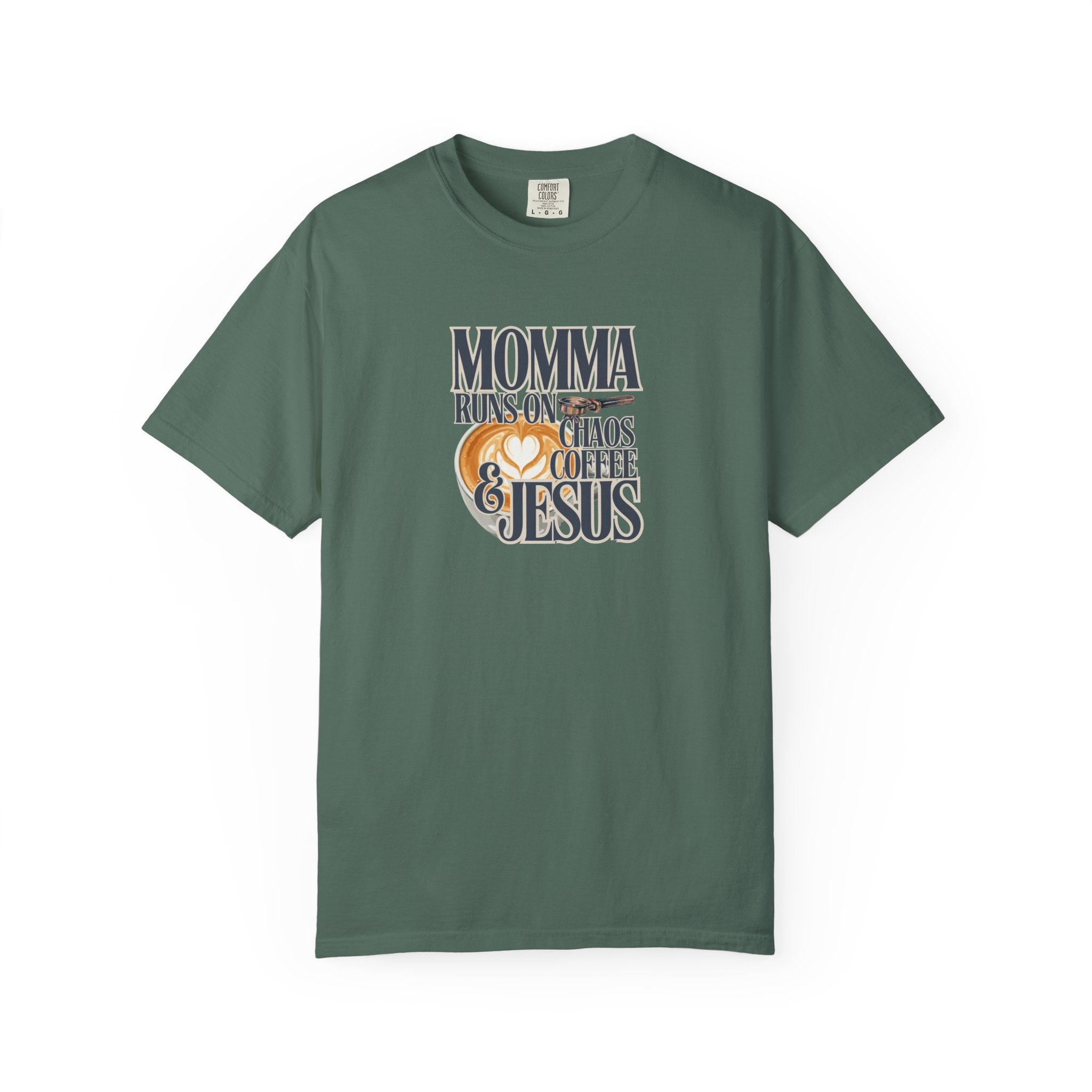 Momma Runs on Coffee Chaos & Jesus 2.0 T-Shirt