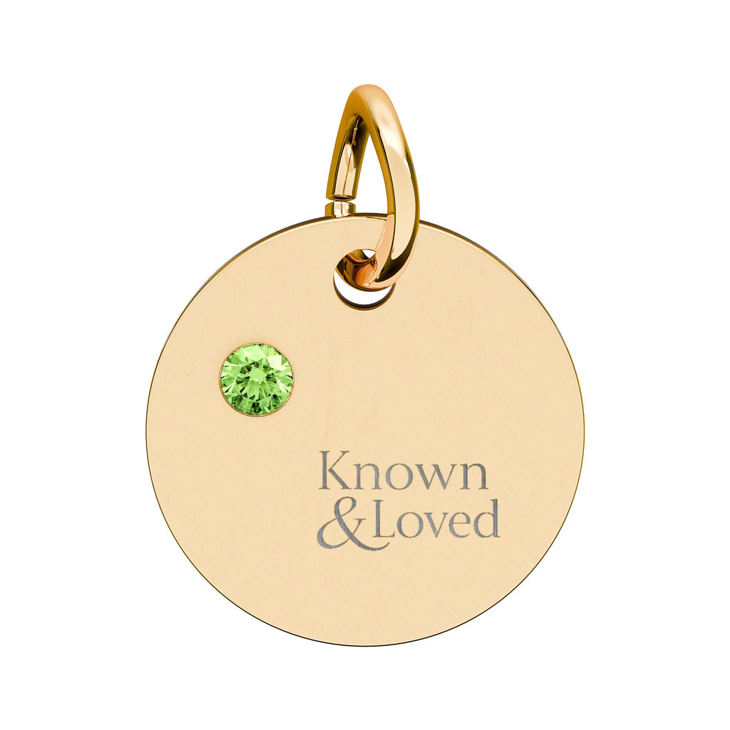 Engravable Birthstone Circle Charm — Personalized Sterling Pendant