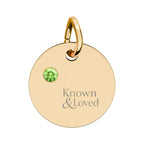 Engravable Birthstone Circle Charm — Personalized Sterling Pendant