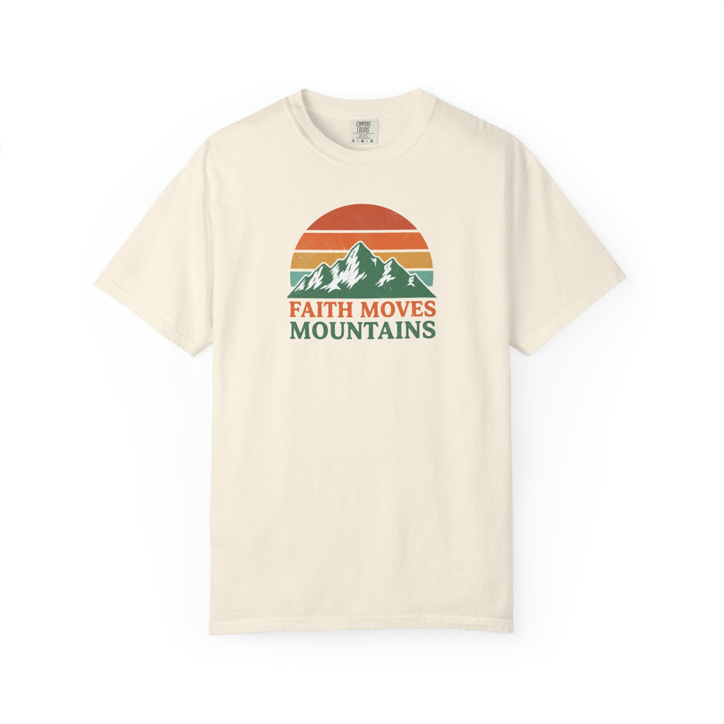 Faith Moves Mountains T-Shirt — Retro Mountain Graphic Christian Tee