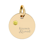Engravable Birthstone Circle Charm — Personalized Sterling Pendant