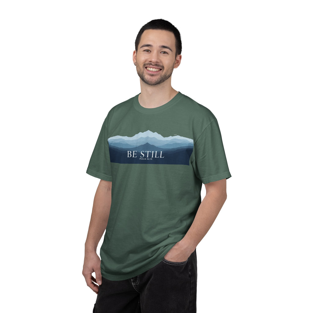 Be Still T-Shirt — Psalm 46:10 Peaceful Mt. Tee