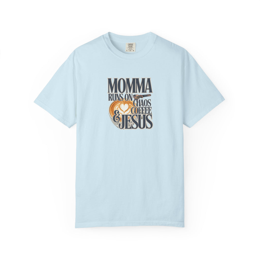 Momma Runs on Coffee Chaos & Jesus 2.0 T-Shirt