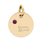 Engravable Birthstone Circle Charm — Personalized Sterling Pendant