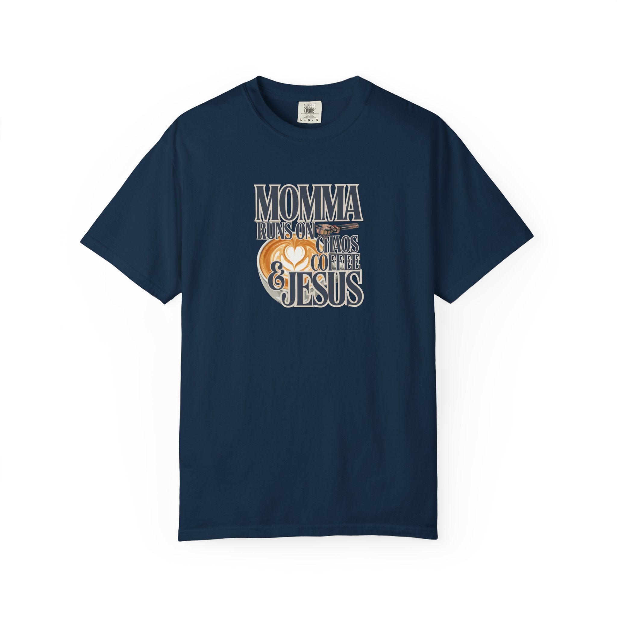Momma Runs on Coffee Chaos & Jesus 2.0 T-Shirt