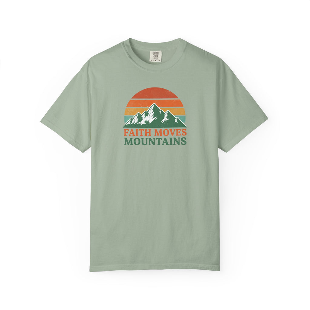 Faith Moves Mountains T-Shirt — Retro Mountain Graphic Christian Tee