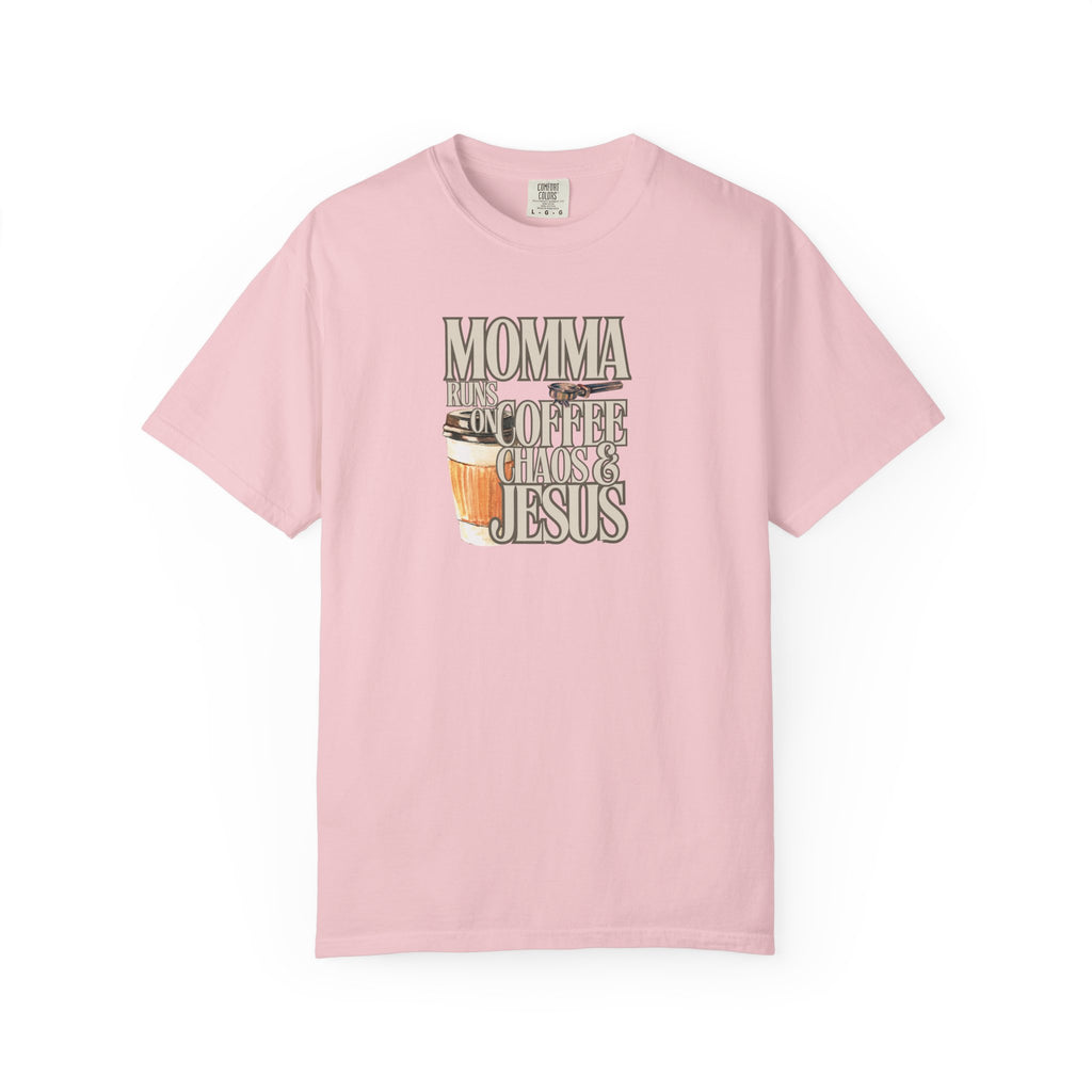 Momma Runs on Coffee Chaos & Jesus T-Shirt