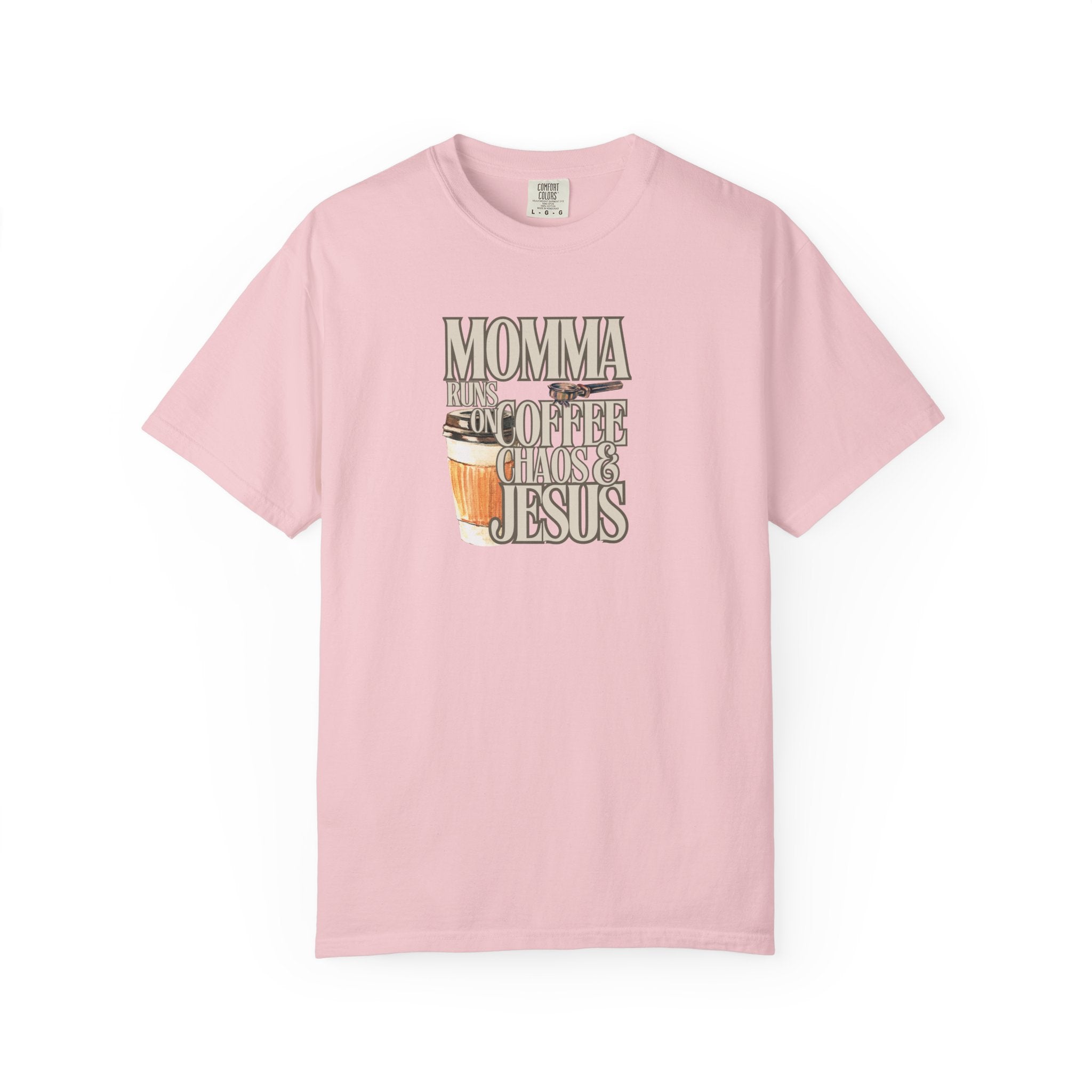 Momma Runs on Coffee Chaos & Jesus T-Shirt