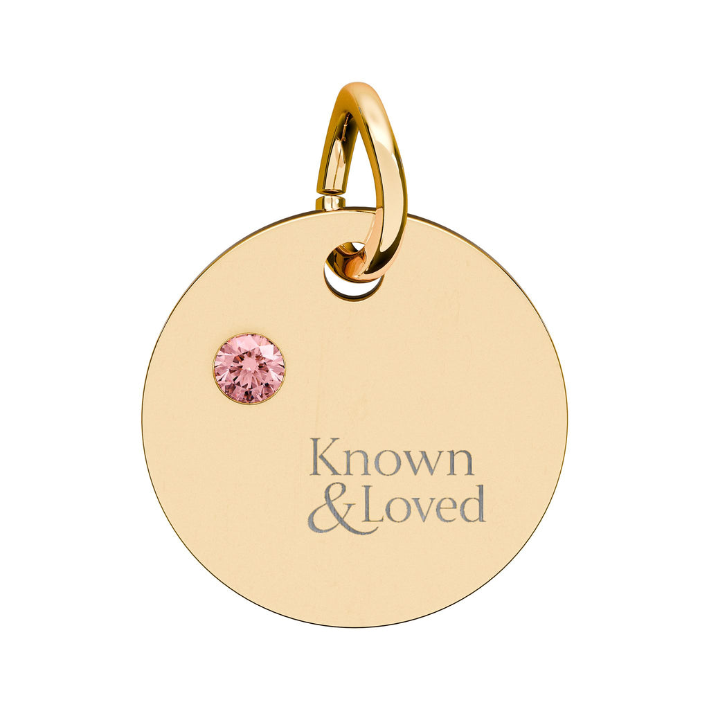 Engravable Birthstone Circle Charm — Personalized Sterling Pendant