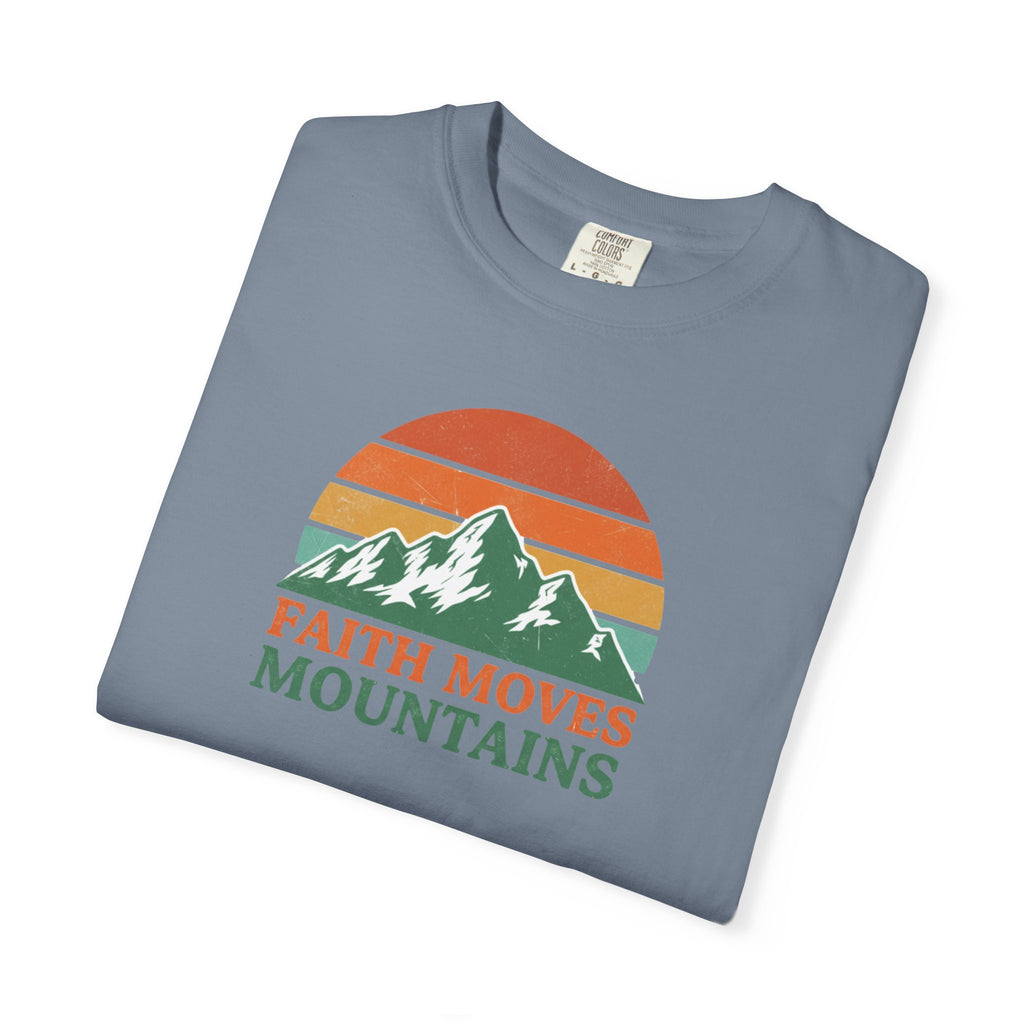 Faith Moves Mountains T-Shirt — Retro Mountain Graphic Christian Tee