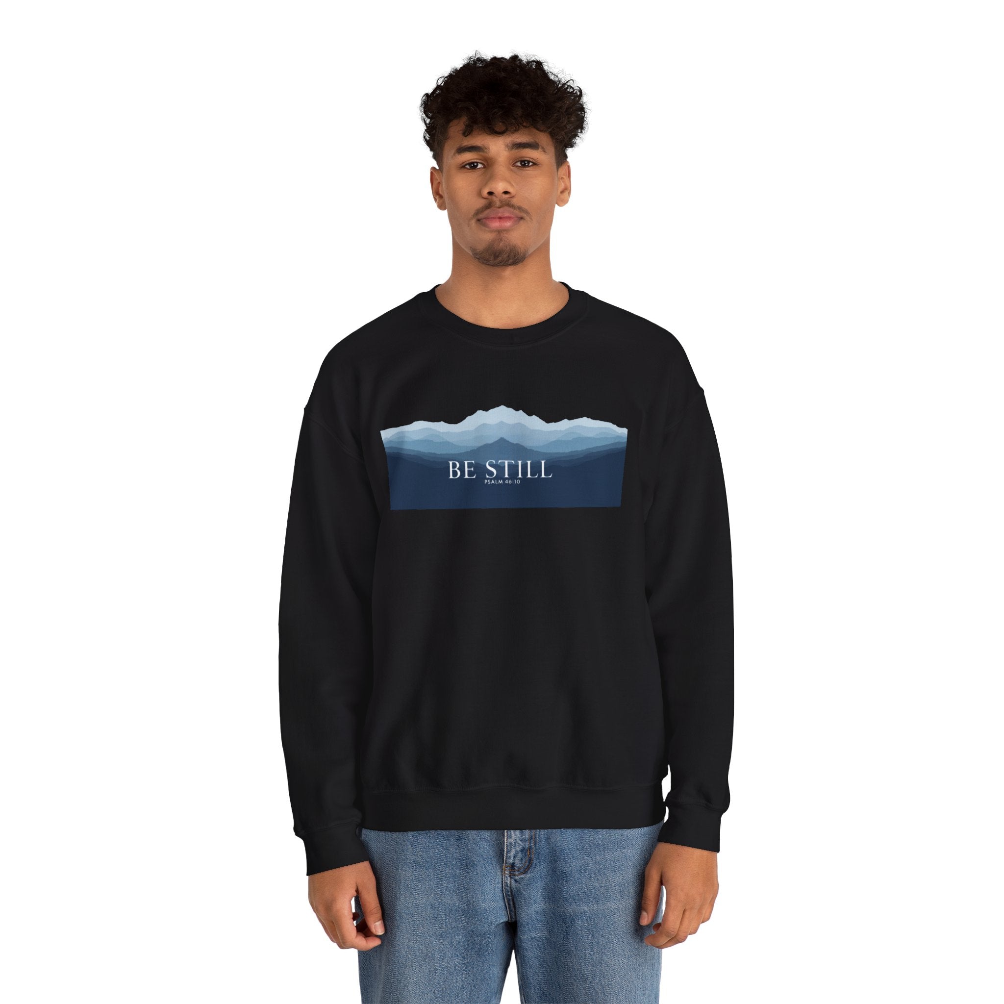 Be Still Mountain Sweatshirt — Calm Nature Crewneck