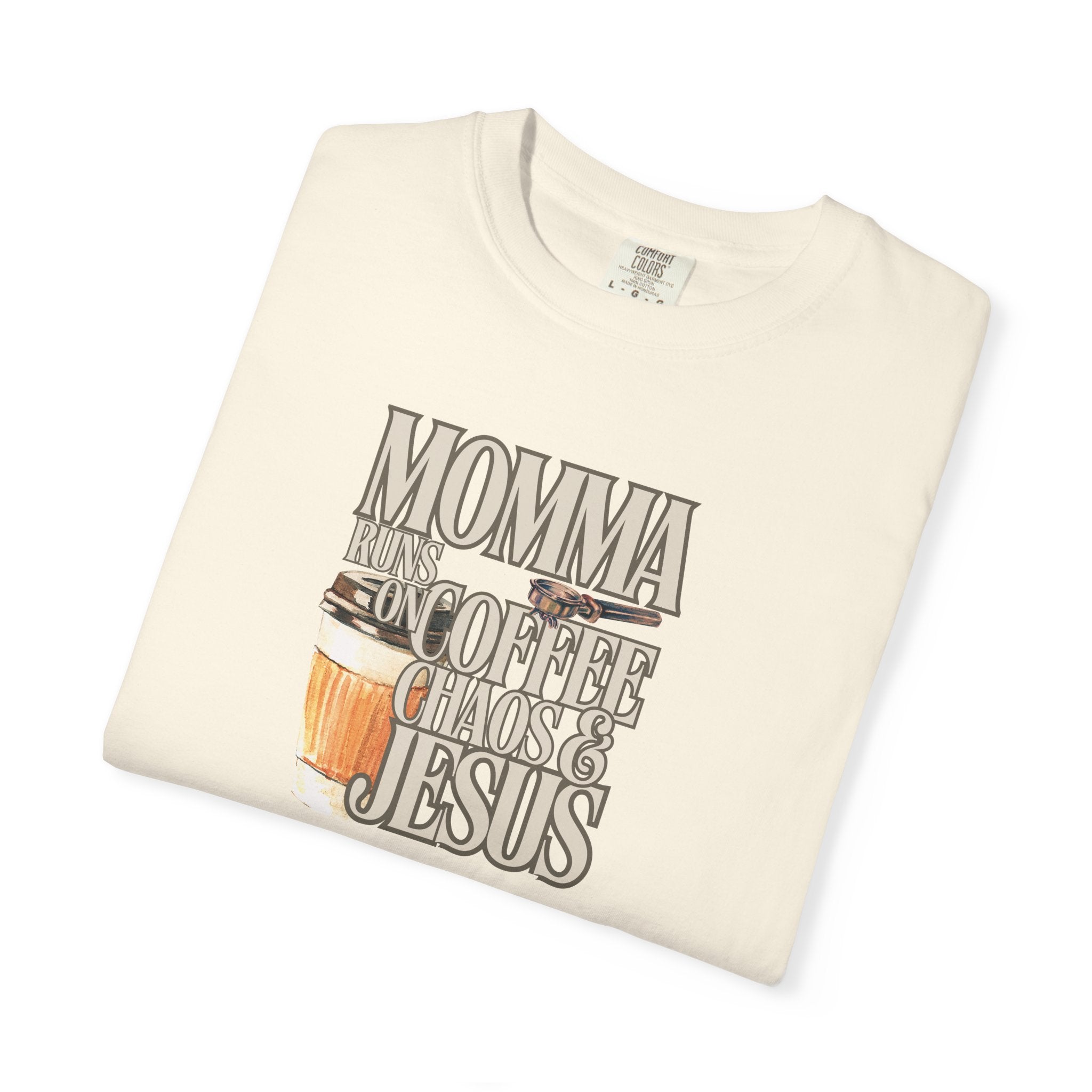 Momma Runs on Coffee Chaos & Jesus T-Shirt