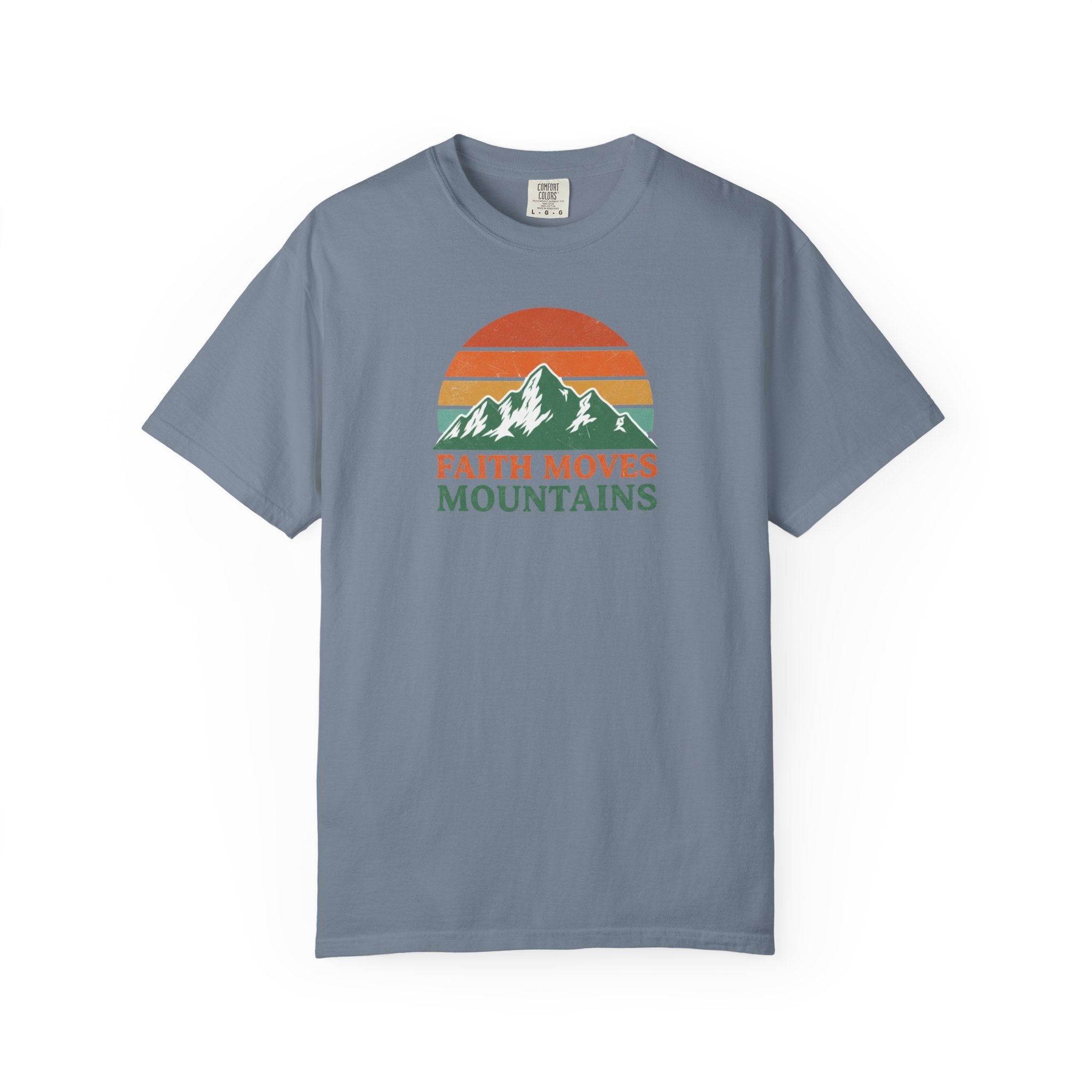 Faith Moves Mountains T-Shirt — Retro Mountain Graphic Christian Tee