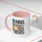Momma Runs on Coffee Chaos & Jesus Mug