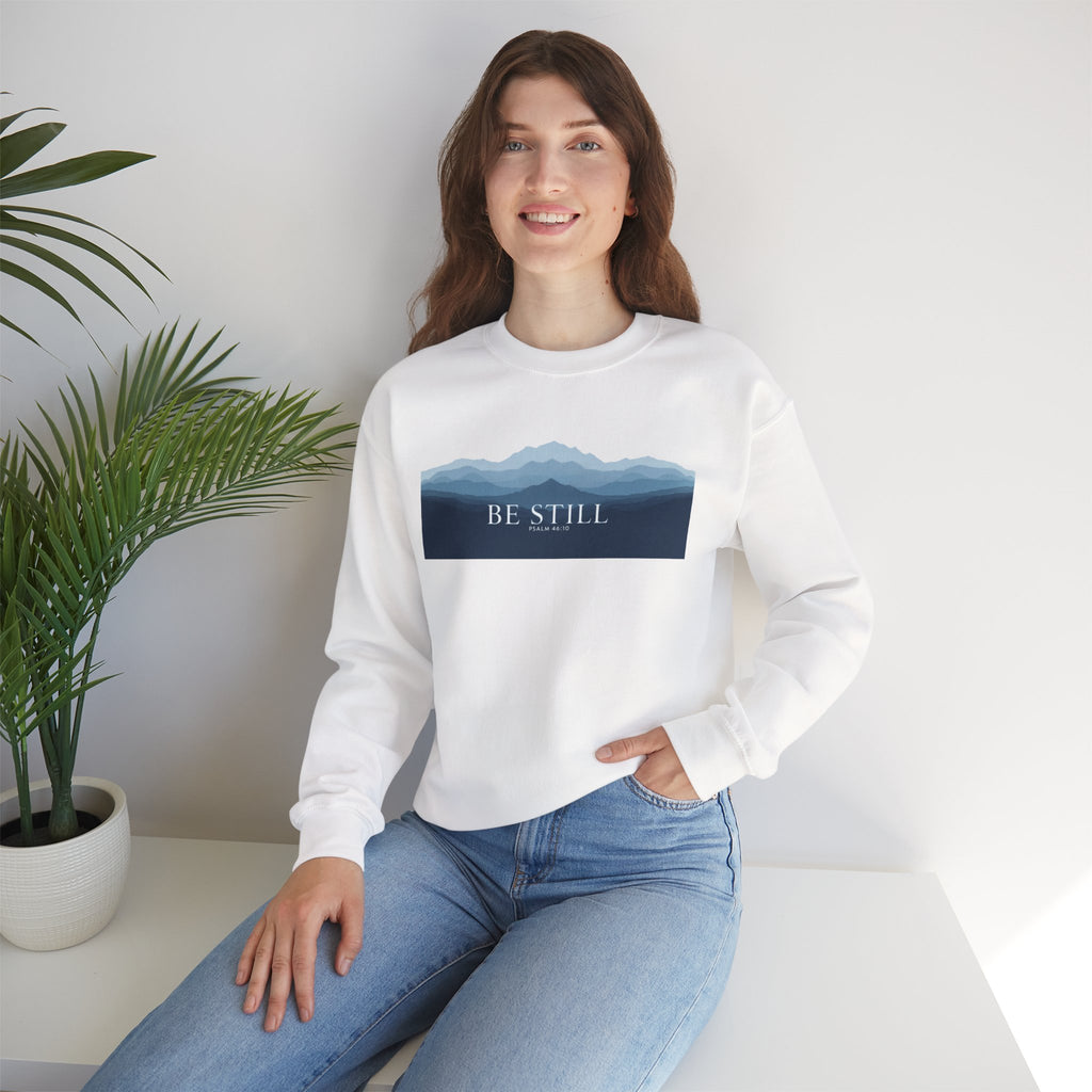 Be Still Mountain Sweatshirt — Calm Nature Crewneck