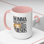 Momma Runs on Coffee Chaos & Jesus Mug