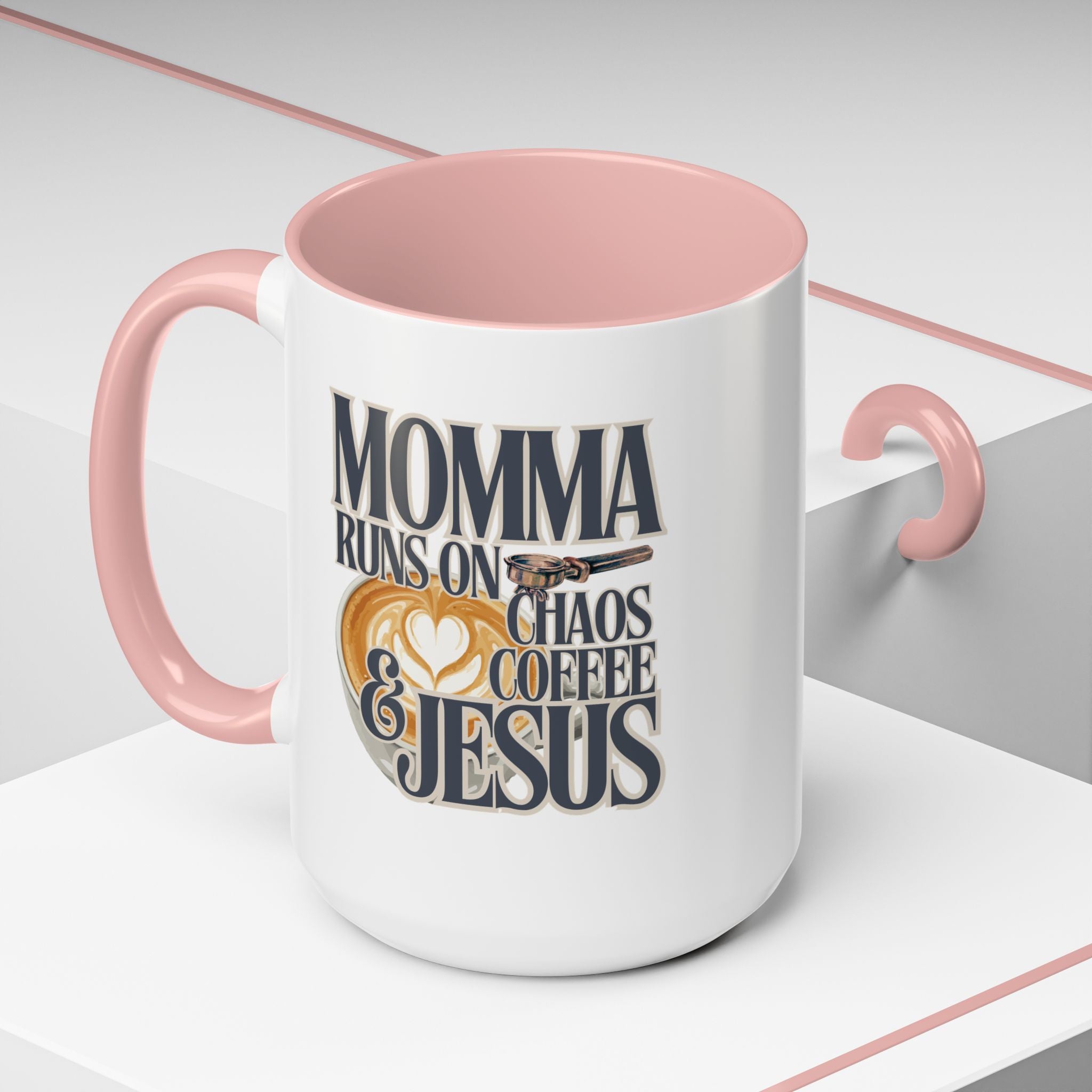 Momma Runs on Coffee Chaos & Jesus Mug