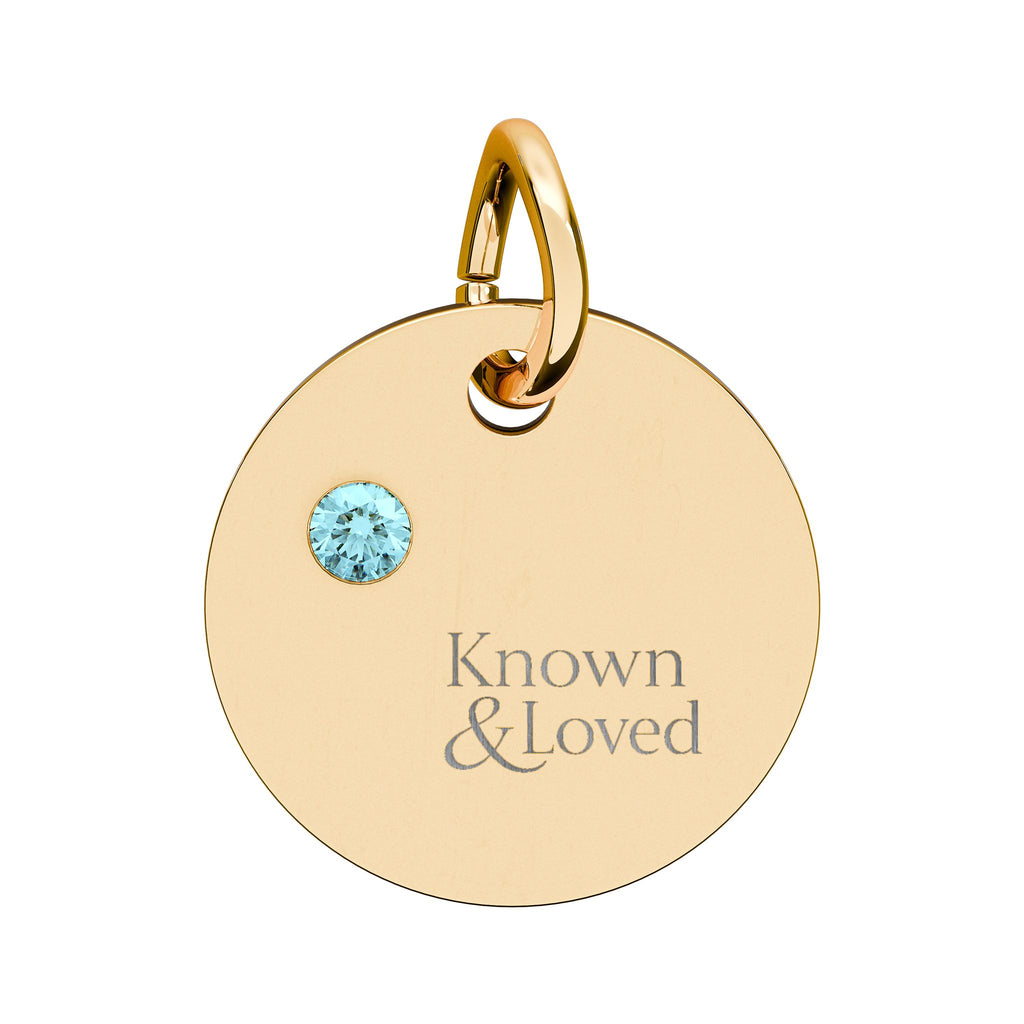 Engravable Birthstone Circle Charm — Personalized Sterling Pendant