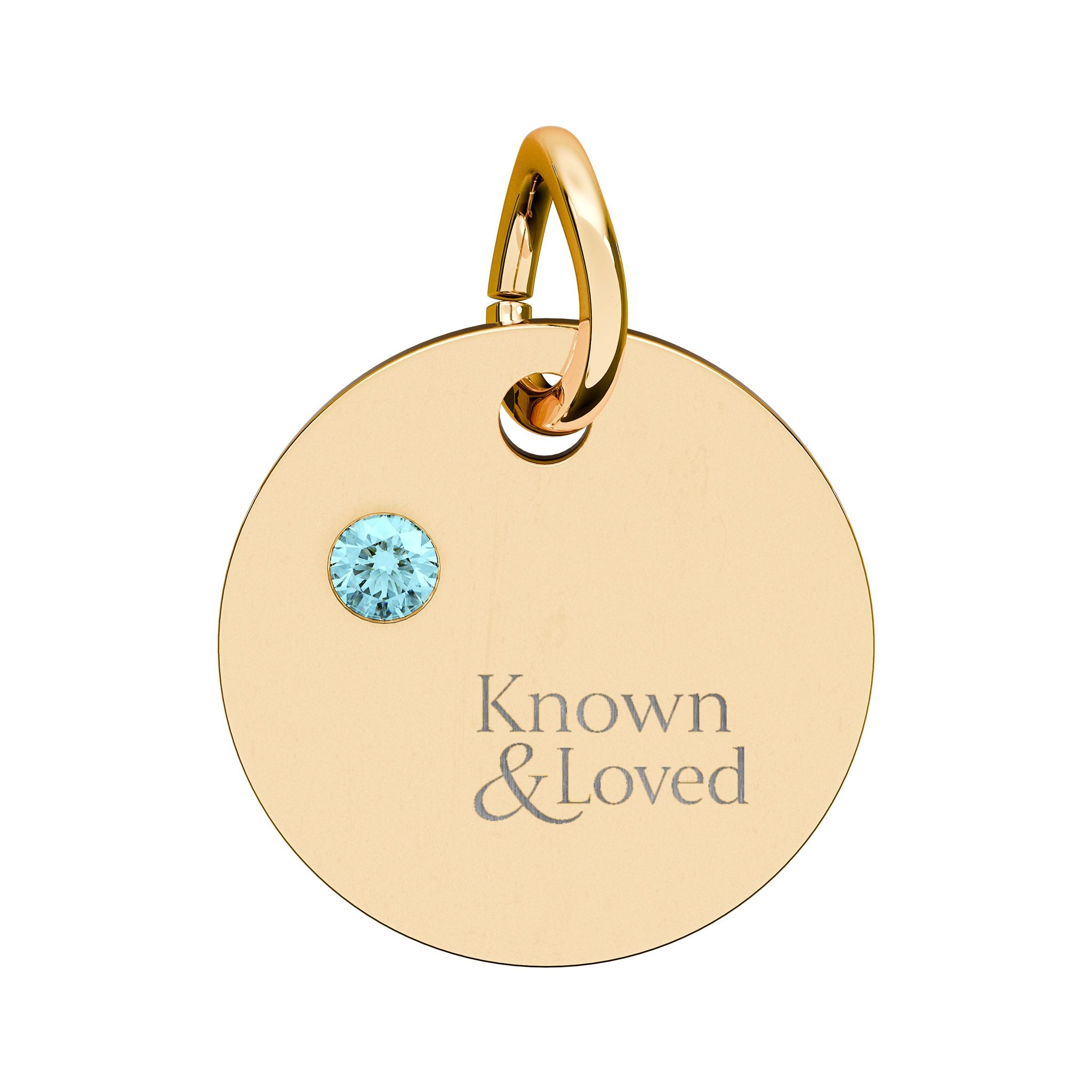 Engravable Birthstone Circle Charm — Personalized Sterling Pendant