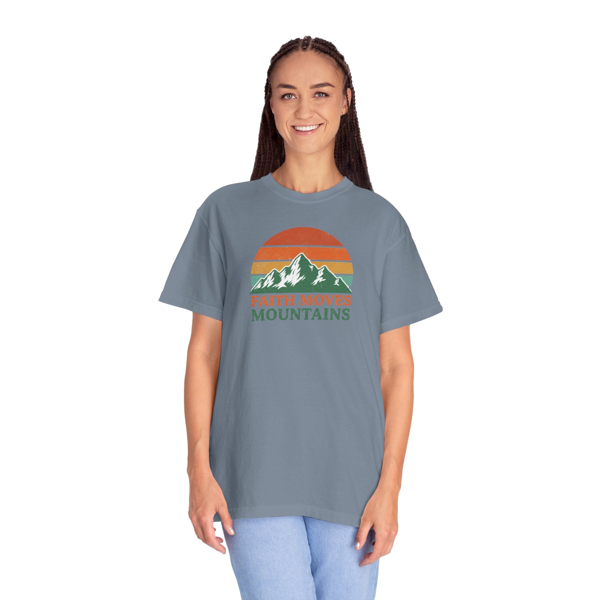 Faith Moves Mountains T-Shirt — Retro Mountain Graphic Christian Tee