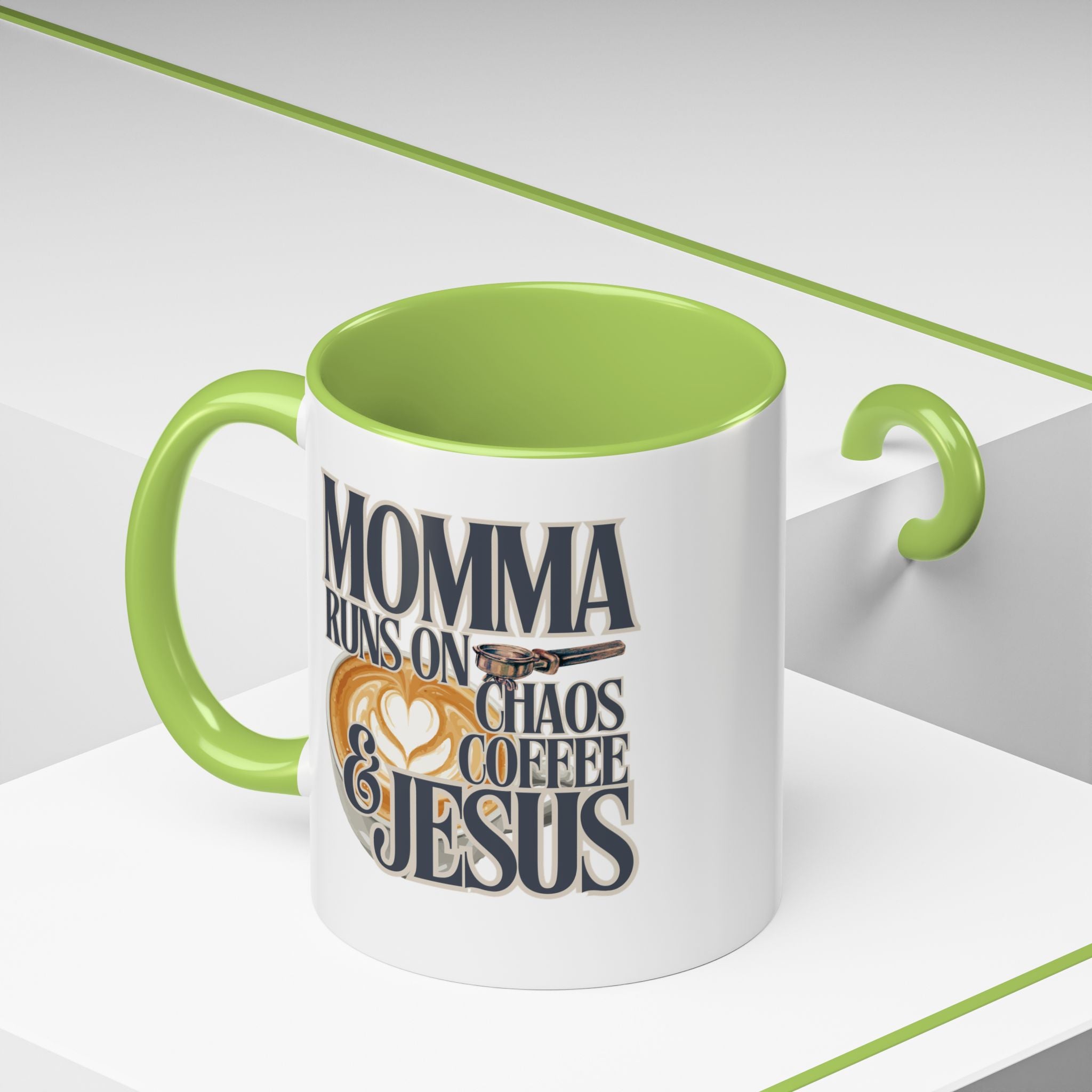 Momma Runs on Coffee Chaos & Jesus Mug