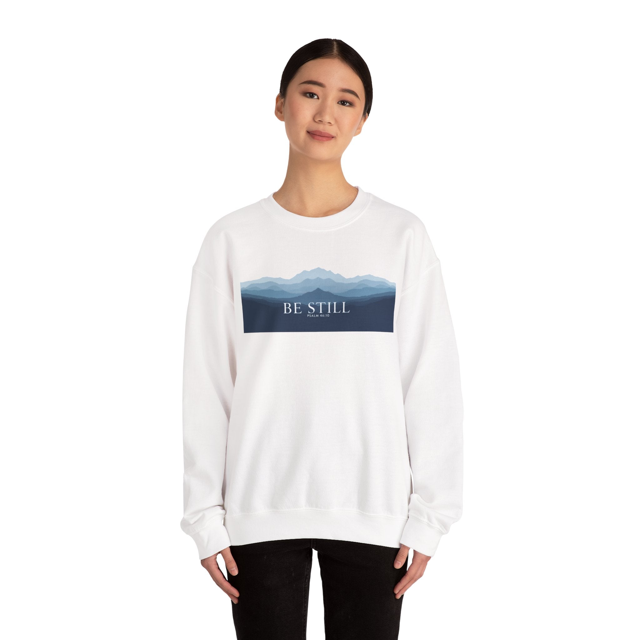 Be Still Mountain Sweatshirt — Calm Nature Crewneck