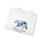 Mama Bear Sweatshirt — Patchwork Blue Bear Crewneck (Est. 2019)