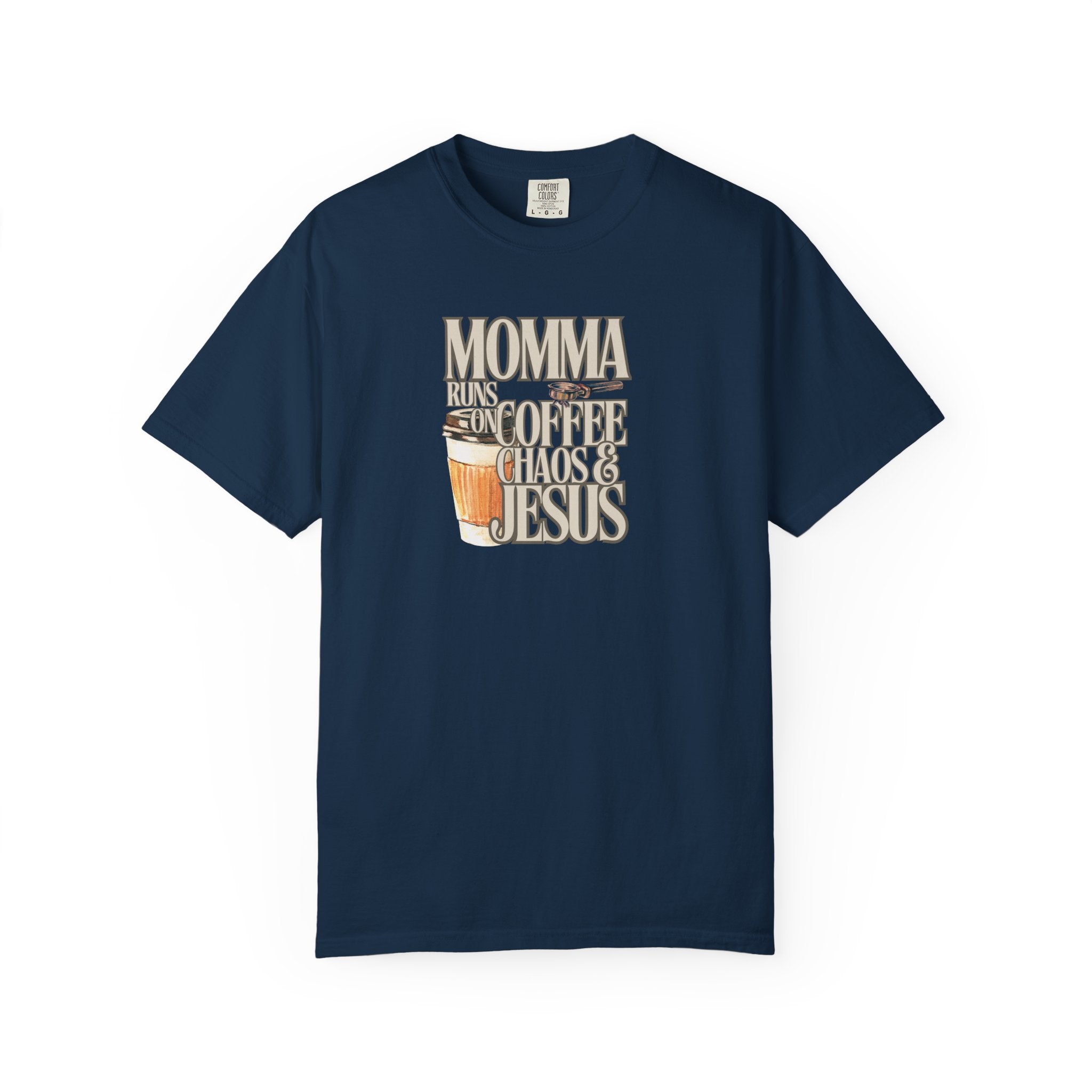 Momma Runs on Coffee Chaos & Jesus T-Shirt