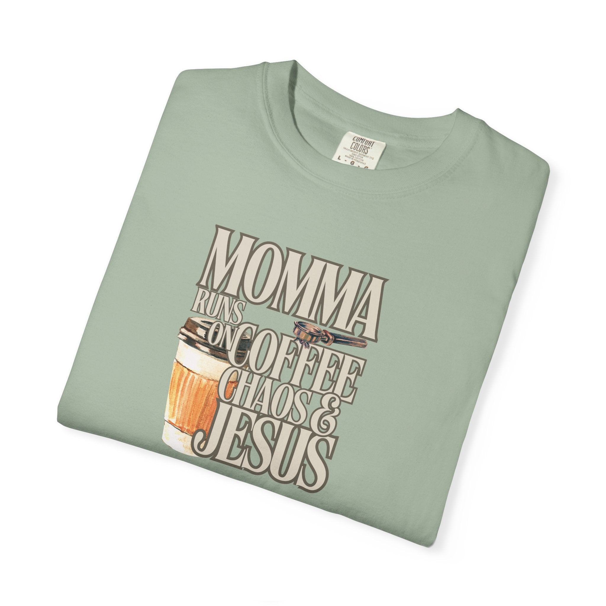 Momma Runs on Coffee Chaos & Jesus T-Shirt