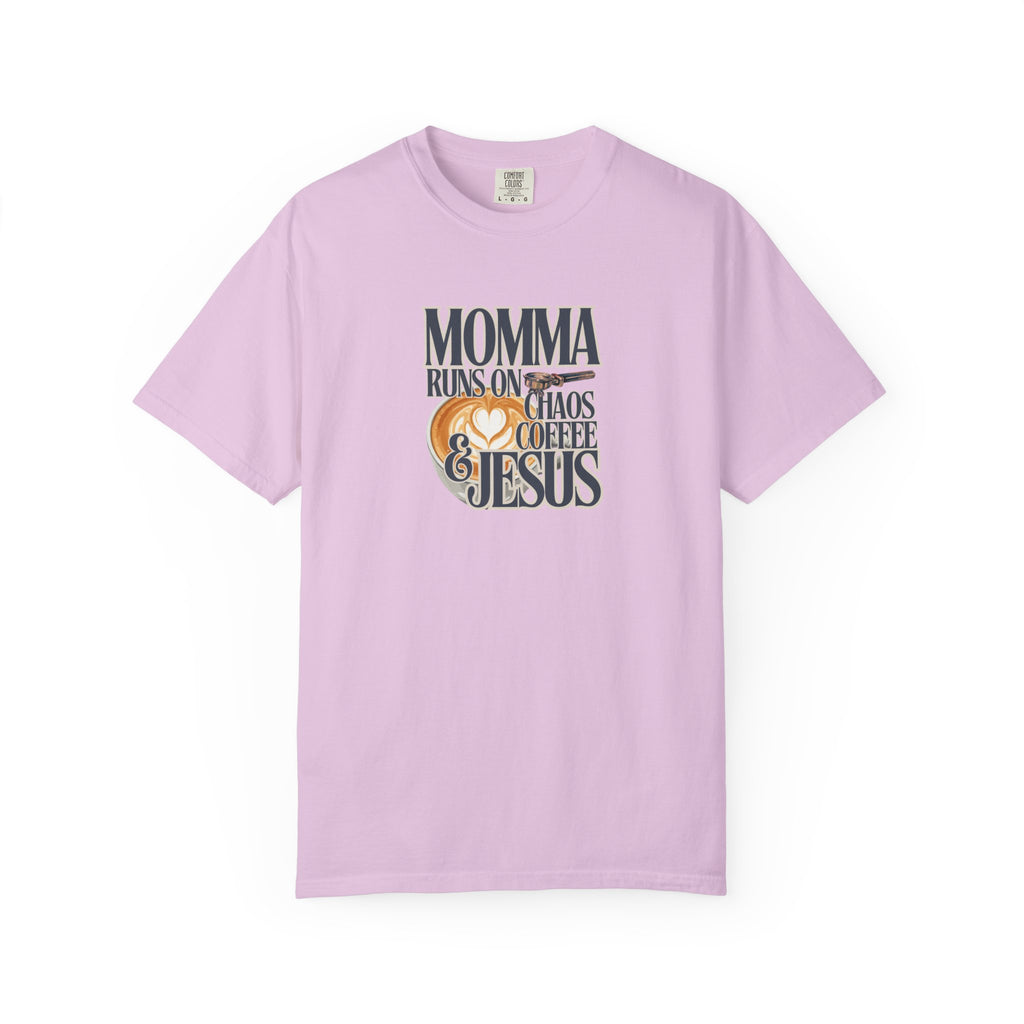Momma Runs on Coffee Chaos & Jesus 2.0 T-Shirt