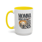 Momma Runs on Coffee Chaos & Jesus Mug