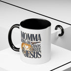 Momma Runs on Coffee Chaos & Jesus Mug
