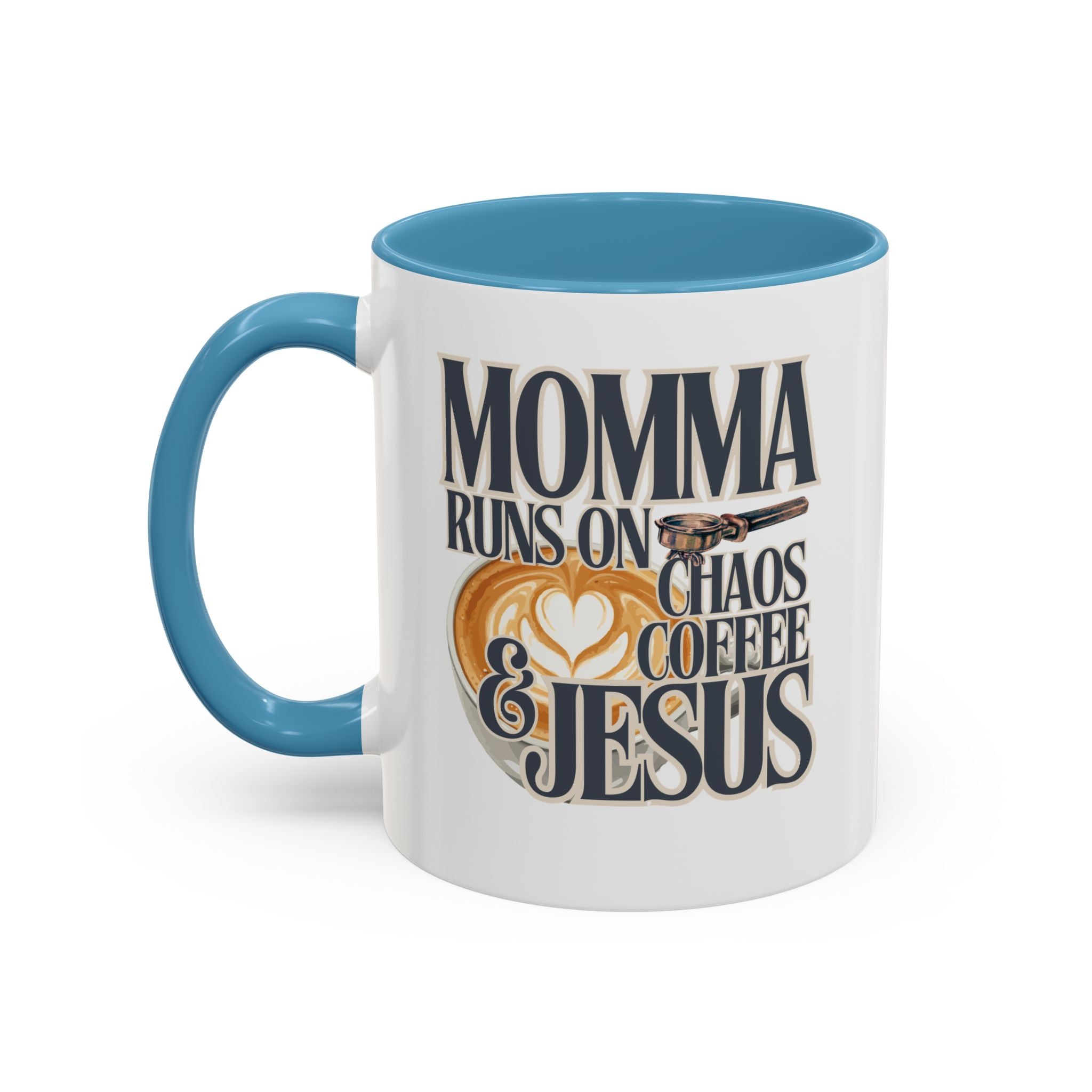 Momma Runs on Coffee Chaos & Jesus Mug