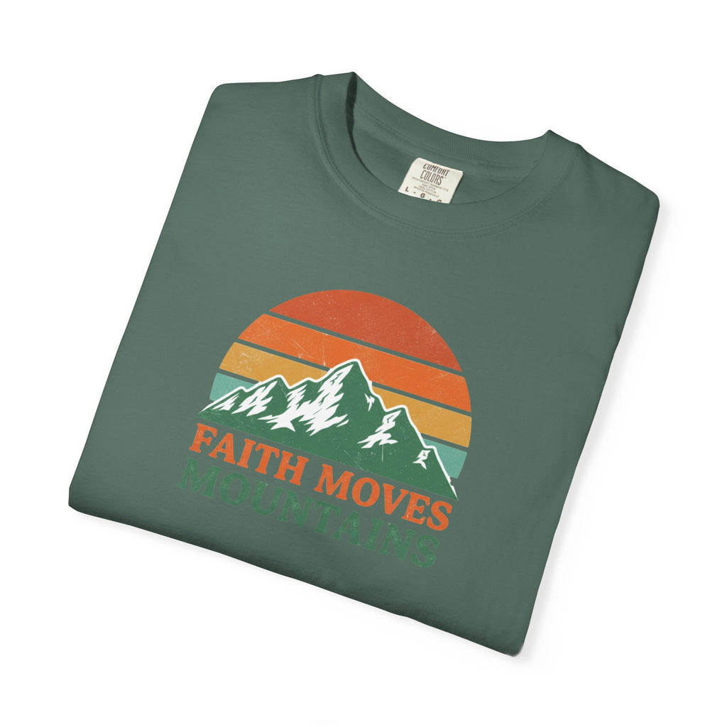 Faith Moves Mountains T-Shirt — Retro Mountain Graphic Christian Tee