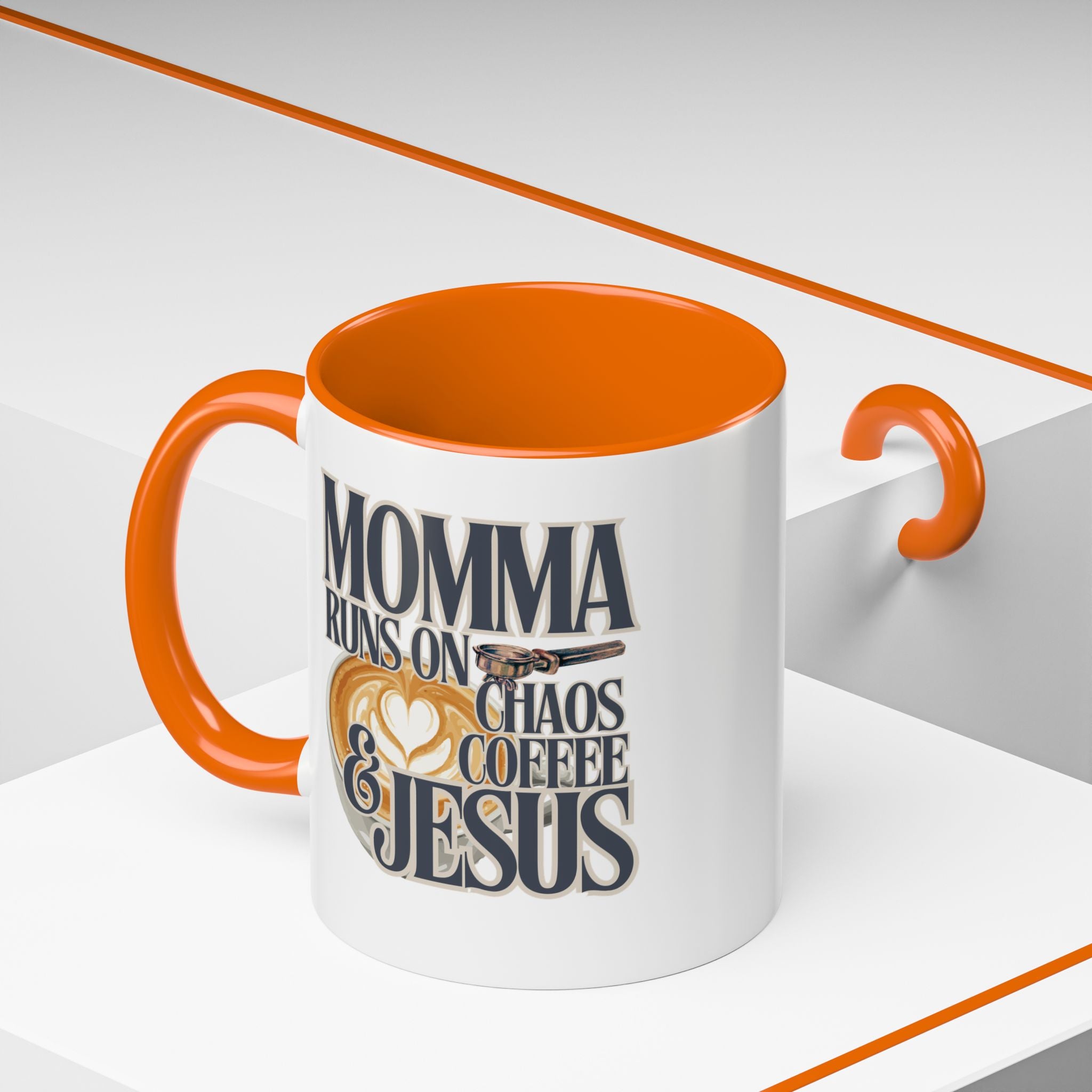 Momma Runs on Coffee Chaos & Jesus Mug